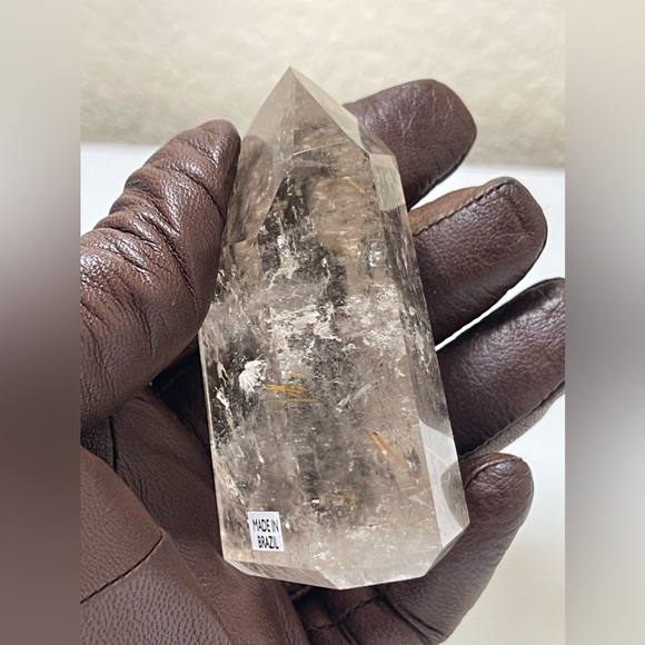 Gold Rutile in Quartz hand carved tower - Picture 14 of 17